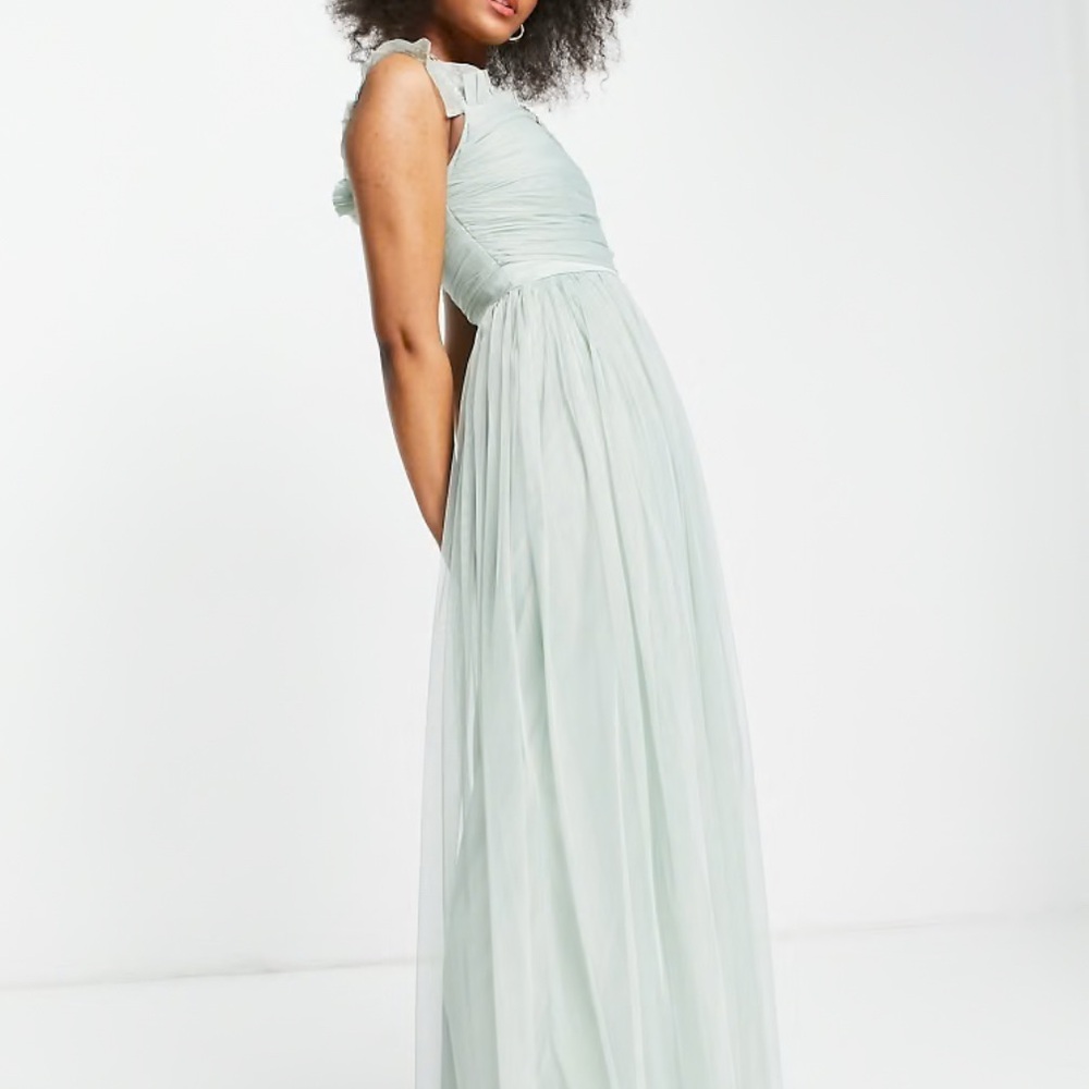 Light Green Tulle Maxi Dress - Picture 2 of 5